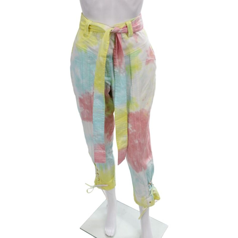 Love Shack Fancy Womens Multicolor Tie Dye Ankle Pants 100% Cotton Size 4